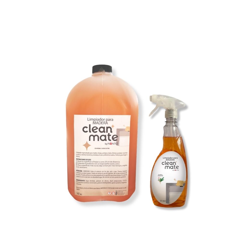 Paquete Clean Mate Madera | Botella 600 ml + Recarga de 4 Litros