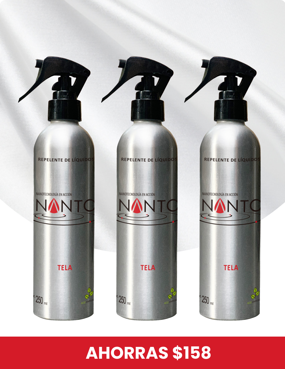 Paquete de 3 Botellas NANTO-Telas 250 ml