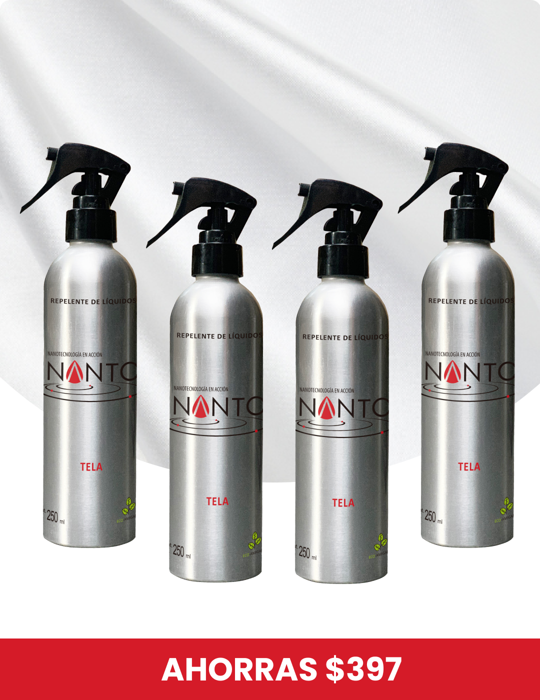 Paquete 4 botellas NANTO-Telas 250 ml
