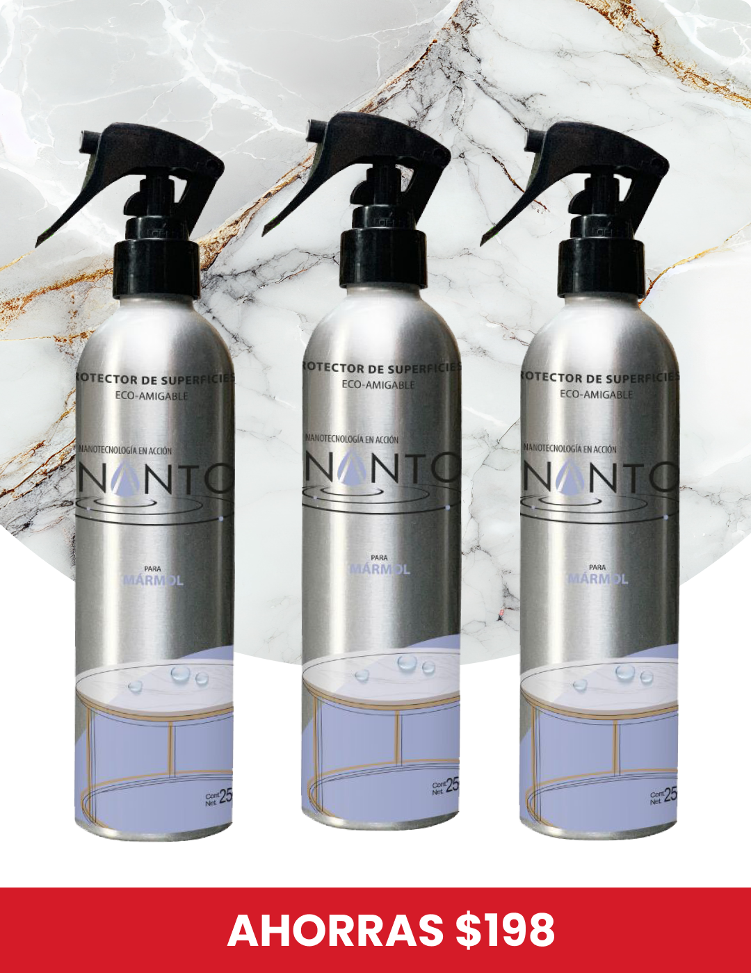 Paquete 3 Botellas Nanto-Marmol 250 ml