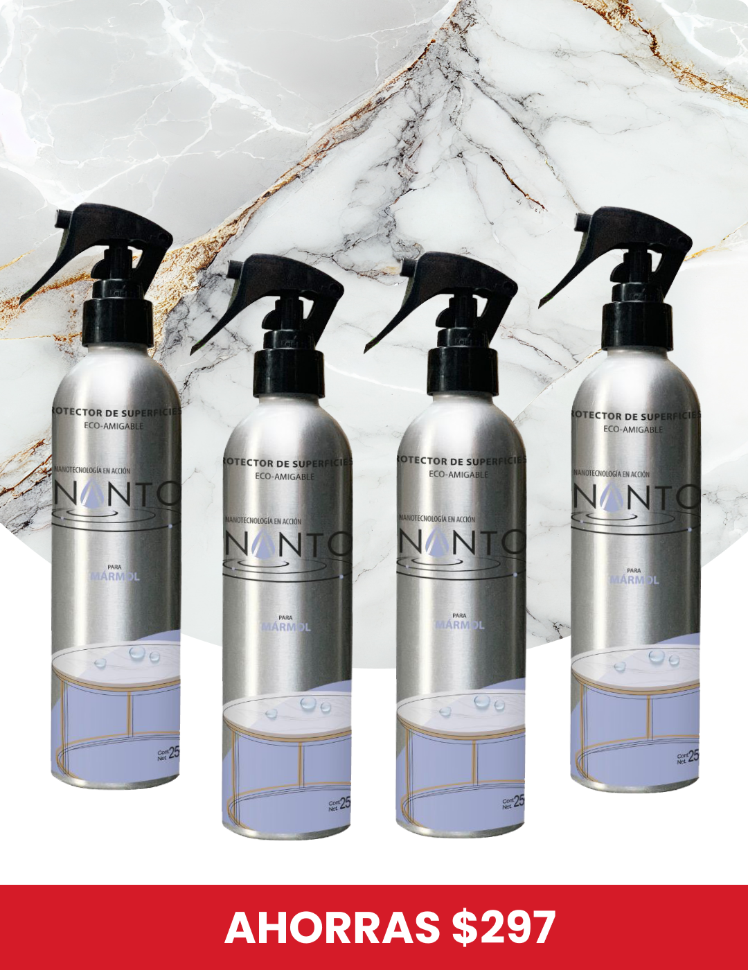 Paquete 4 botellas NANTO-Marmol 250 ml
